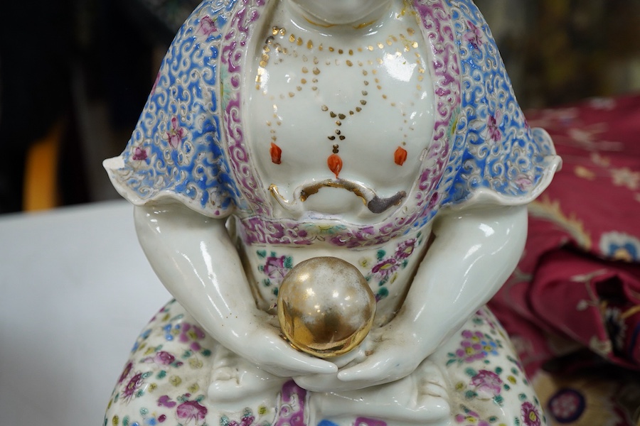 A Chinese famille rose figure of Buddha, Republic period, 30cm